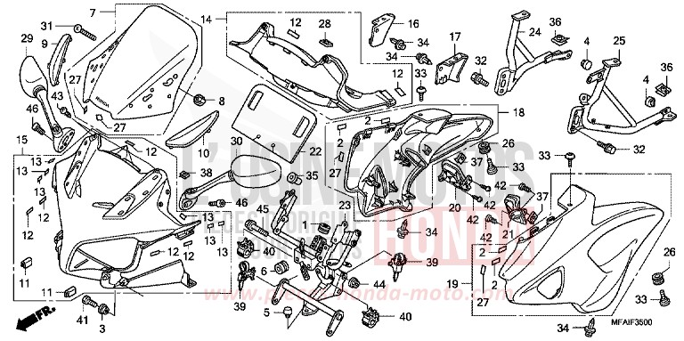 COWL for CBF1000 ABS PEARL NIGHTSTAR BLACK (NHA84) from 2008